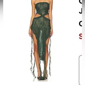 Jaded London Green Lace Cutout Dress